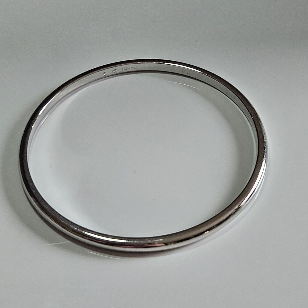 Signed Monet Silver Tone Bangle Bracelet 7.25"